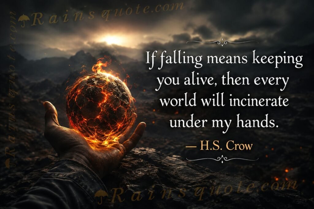 “If falling means keeping you alive, then every world will incinerate under my hands.”
