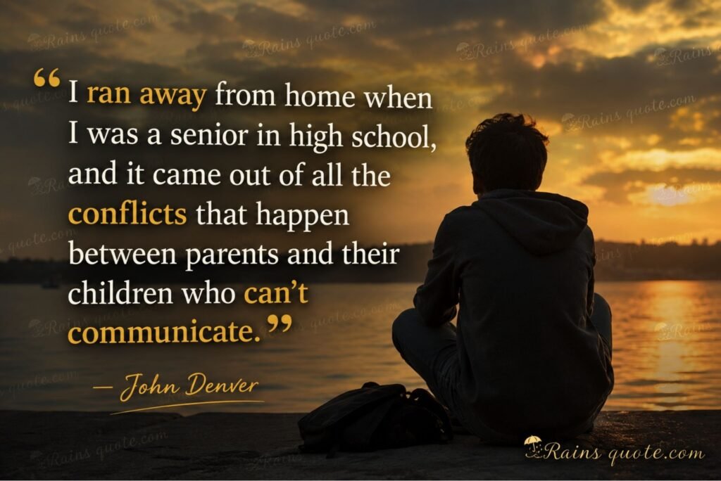 “I ran away from home when I was a senior in high school, and it came out of all the conflicts that happen between parents and their children who can't communicate.”
