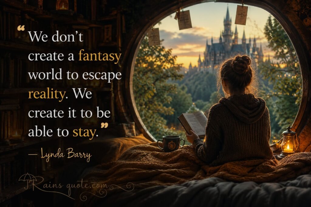 “We don't create a fantasy world to escape reality. We create it to be able to stay.”
