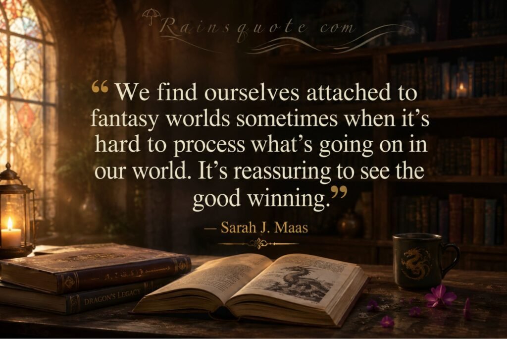 “We find ourselves attached to fantasy worlds sometimes when it's hard to process what's going on in our world. It's reassuring to see the good winning.”