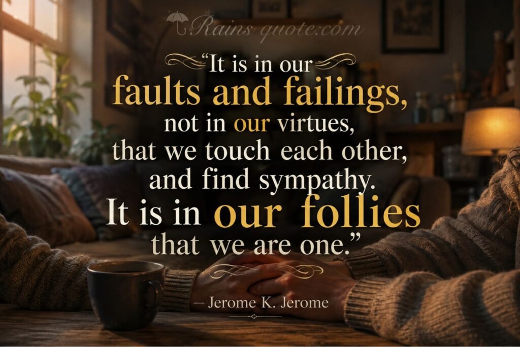 “It is in our faults and failings, not in our virtues, that we touch each other, and find sympathy. It is in our follies that we are one.”