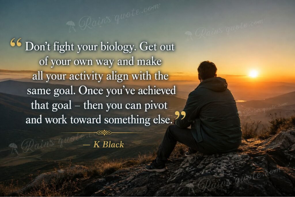 “Don't fight your biology. Get out of your own way and make all your activity align with the same goal. Once you've achieved that goal - then you can pivot and work toward something else.”