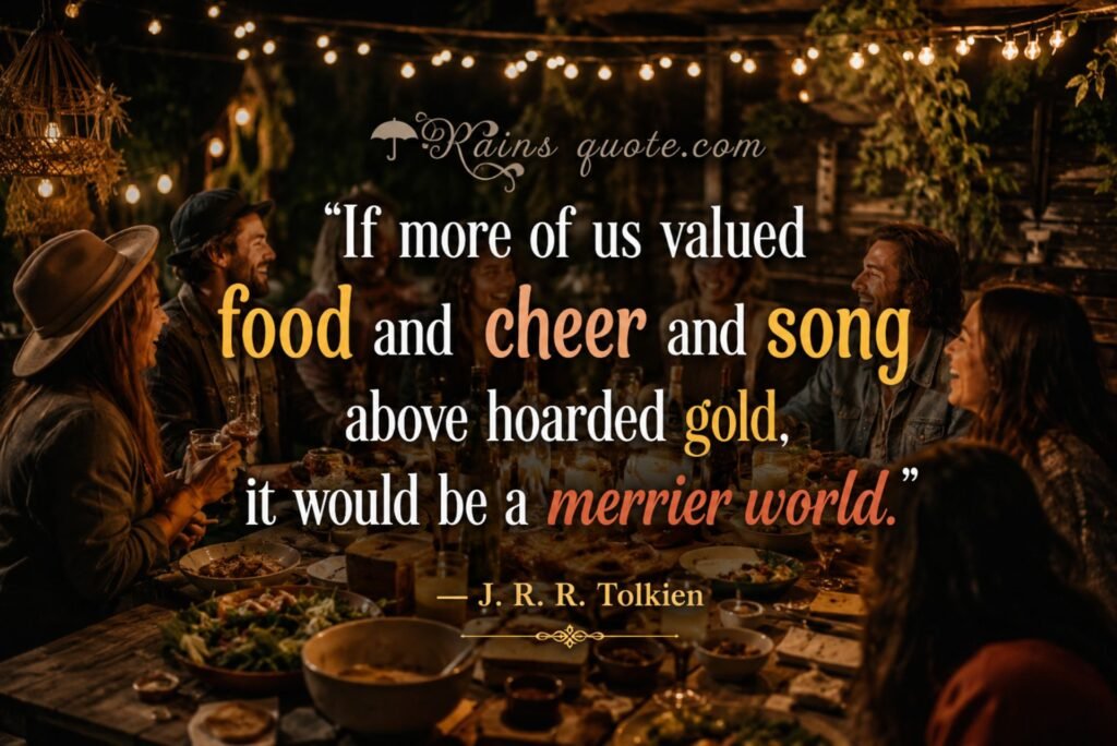 “If more of us valued food and cheer and song above hoarded gold, it would be a merrier world.”
