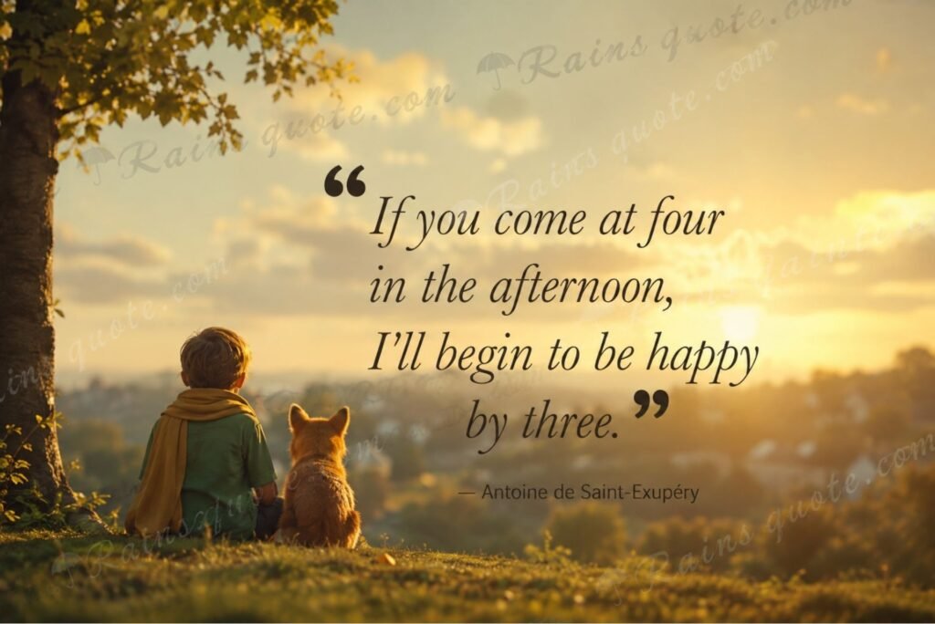 “If you come at four in the afternoon, I'll begin to be happy by three.”