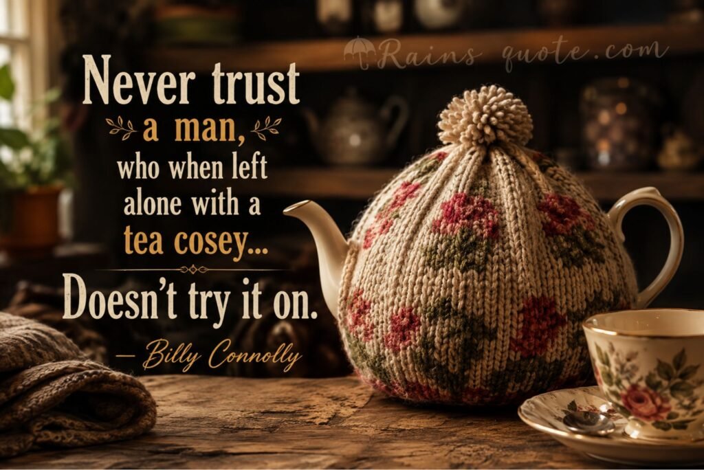 “Never trust a man, who when left alone with a tea cosey... Doesn't try it on.”