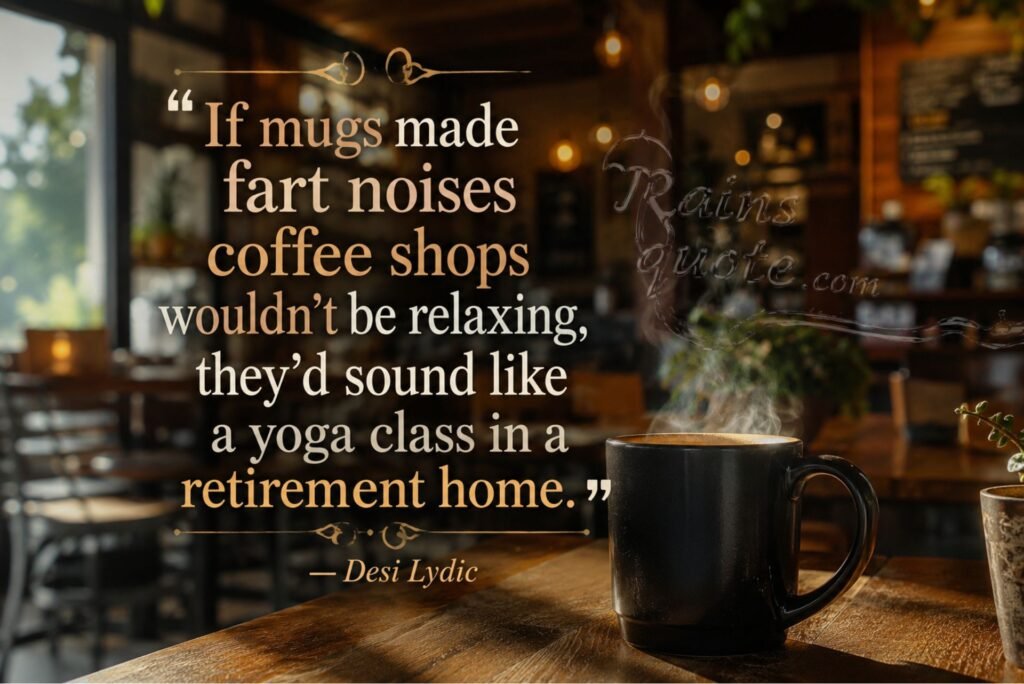 “If mugs made fart noises coffee shops wouldn't be relaxing, they'd sound like a yoga class in a retirement home.”