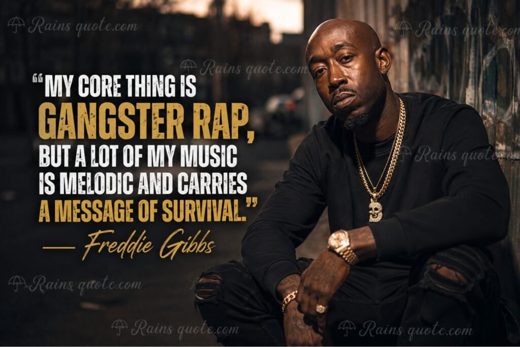 “My core thing is gangster rap, but a lot of my music is melodic and carries a message of survival.”
