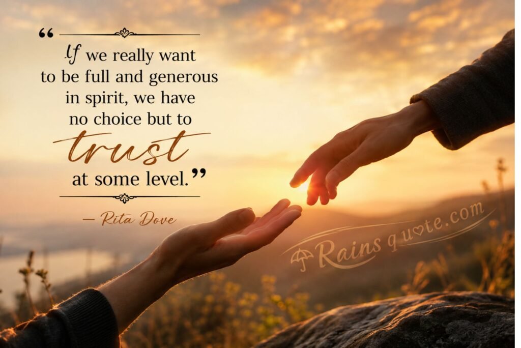 “If we really want to be full and generous in spirit, we have no choice but to trust at some level.”