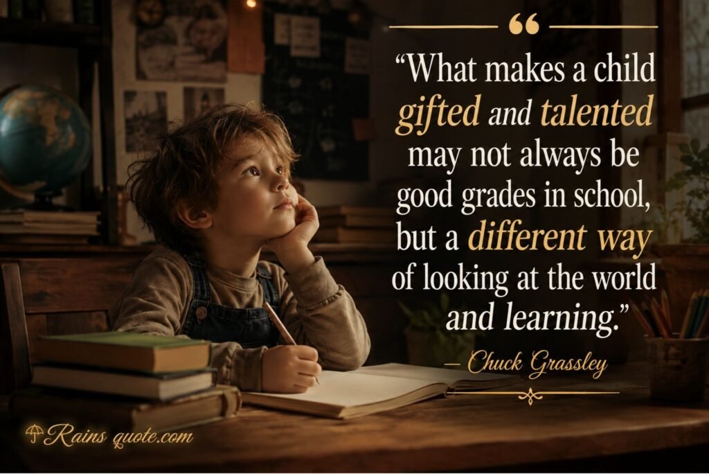 “What makes a child gifted and talented may not always be good grades in school, but a different way of looking at the world and learning.”
