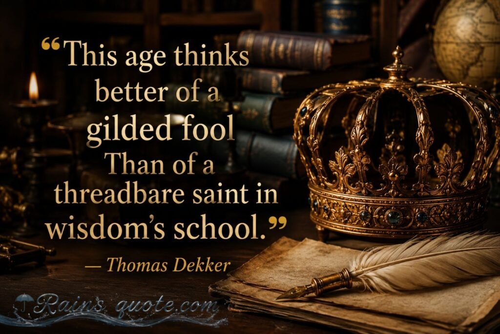 “This age thinks better of a gilded fool Than of a threadbare saint in wisdom's school.”