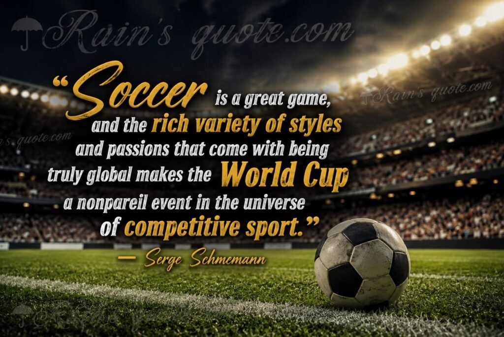 “Soccer is a great game, and the rich variety of styles and passions that come with being truly global makes the World Cup a nonpareil event in the universe of competitive sport.”