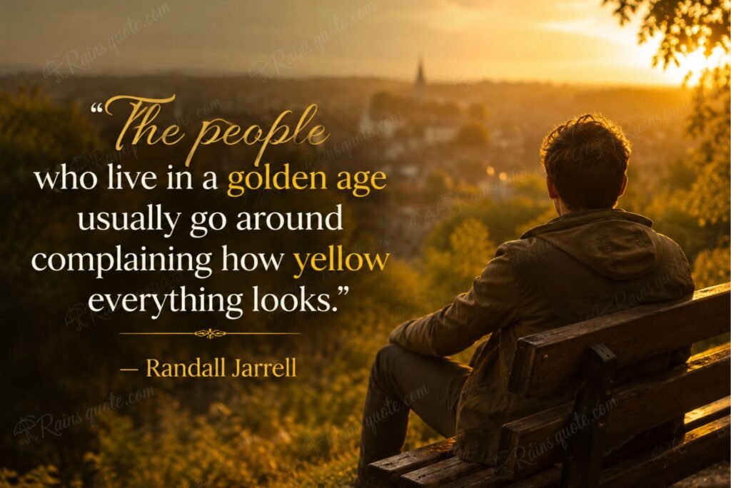 “The people who live in a golden age usually go around complaining how yellow everything looks.”