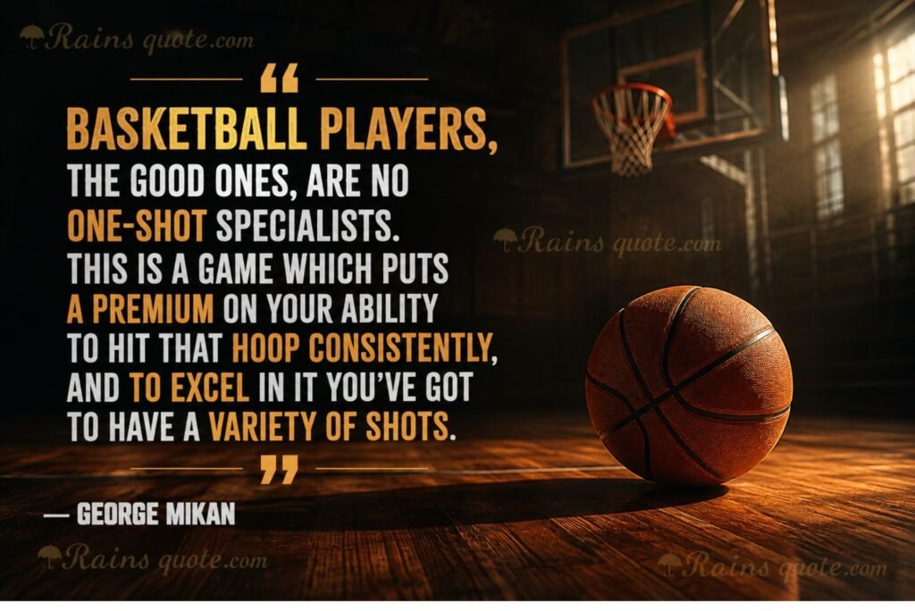 “Basketball players, the good ones, are no one-shot specialists. This is a game which puts a premium on your ability to hit that hoop consistently, and to excel in it you've got to have a variety of shots.”