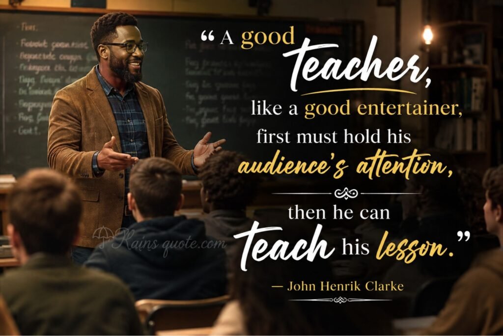 “A good teacher, like a good entertainer, first must hold his audience's attention, then he can teach his lesson.”