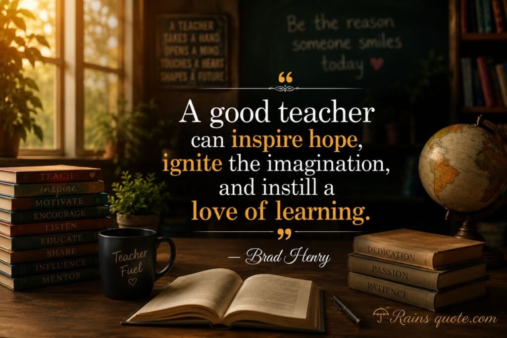 “A good teacher can inspire hope, ignite the imagination, and instill a love of learning.”