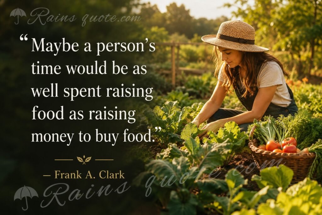 “Maybe a person's time would be as well spent raising food as raising money to buy food.”