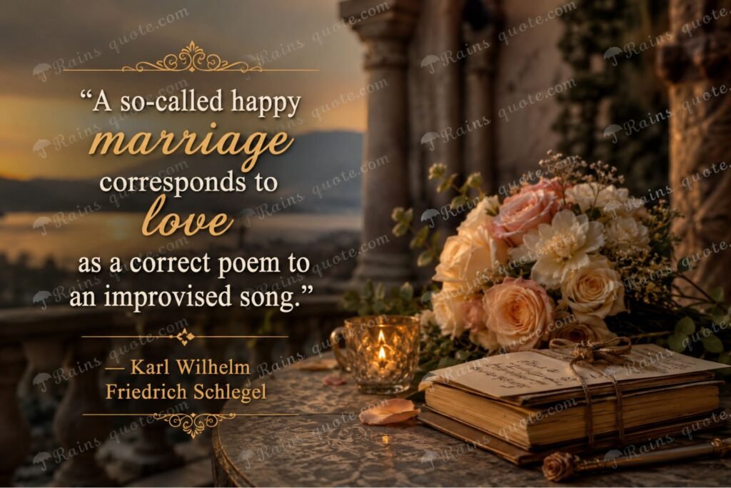 “A so-called happy marriage corresponds to love as a correct poem to an improvised song.”