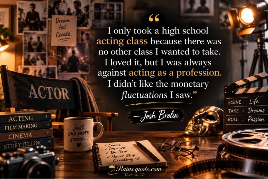 “I only took a high school acting class because there was no other class I wanted to take. I loved it, but I was always against acting as a profession. I didn't like the monetary fluctuations I saw.”
