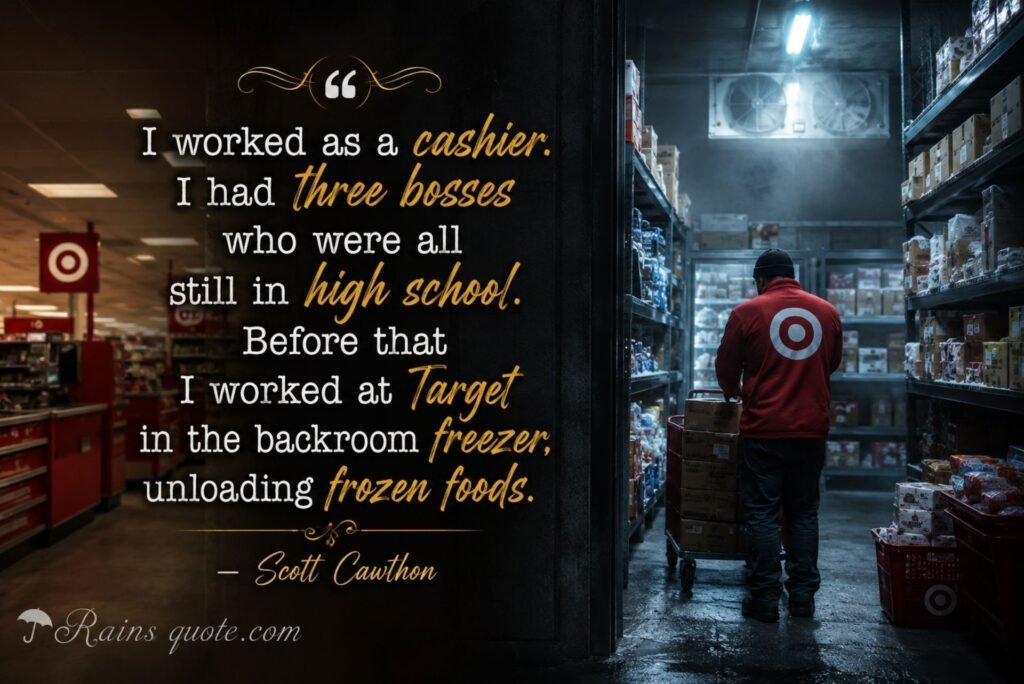 “I worked as a cashier. I had three bosses who were all still in high school. Before that I worked at Target in the backroom freezer, unloading frozen foods.”