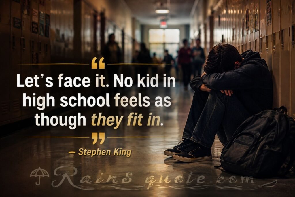 “Let's face it. No kid in high school feels as though they fit in.”