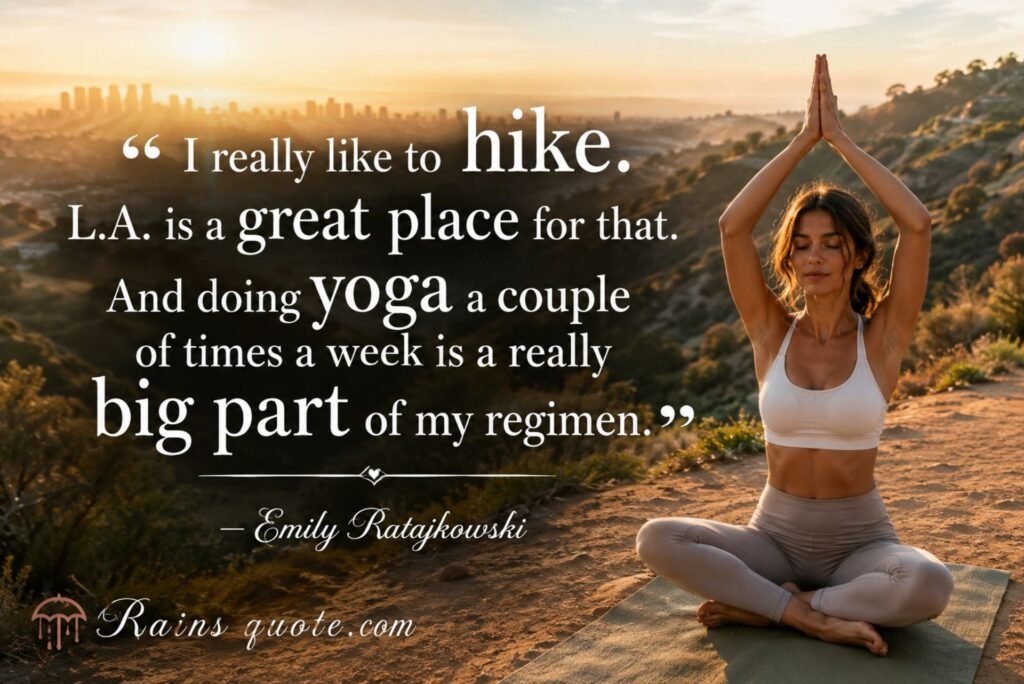 “I really like to hike. L.A. is a great place for that. And doing yoga a couple of times a week is a really big part of my regimen.”
