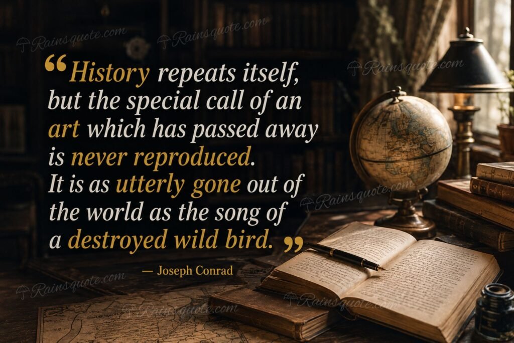 “History repeats itself, but the special call of an art which has passed away is never reproduced. It is as utterly gone out of the world as the song of a destroyed wild bird.”