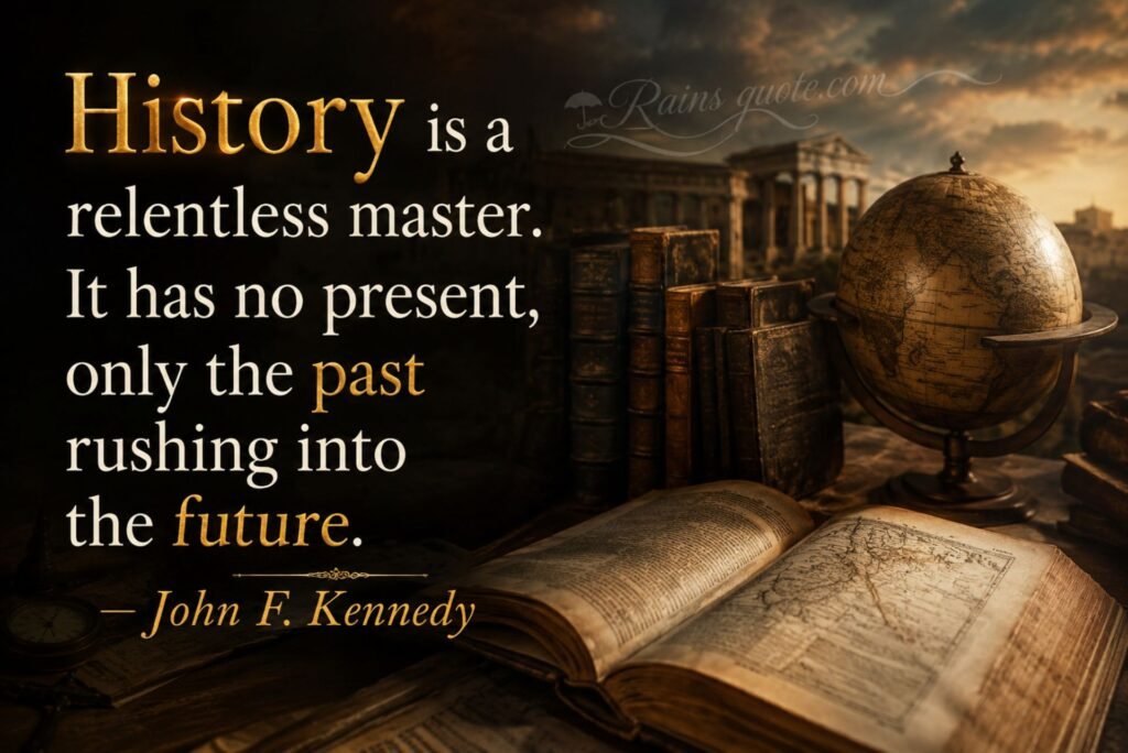 “History is a relentless master. It has no present, only the past rushing into the future.”