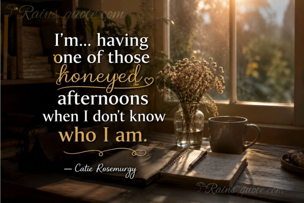 “I’m… having one of those honeyed afternoons when I don’t know who I am.”