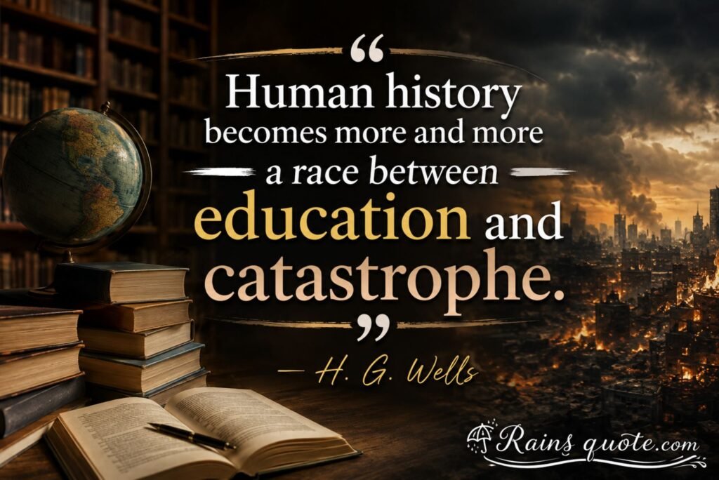 “Human history becomes more and more a race between education and catastrophe.”