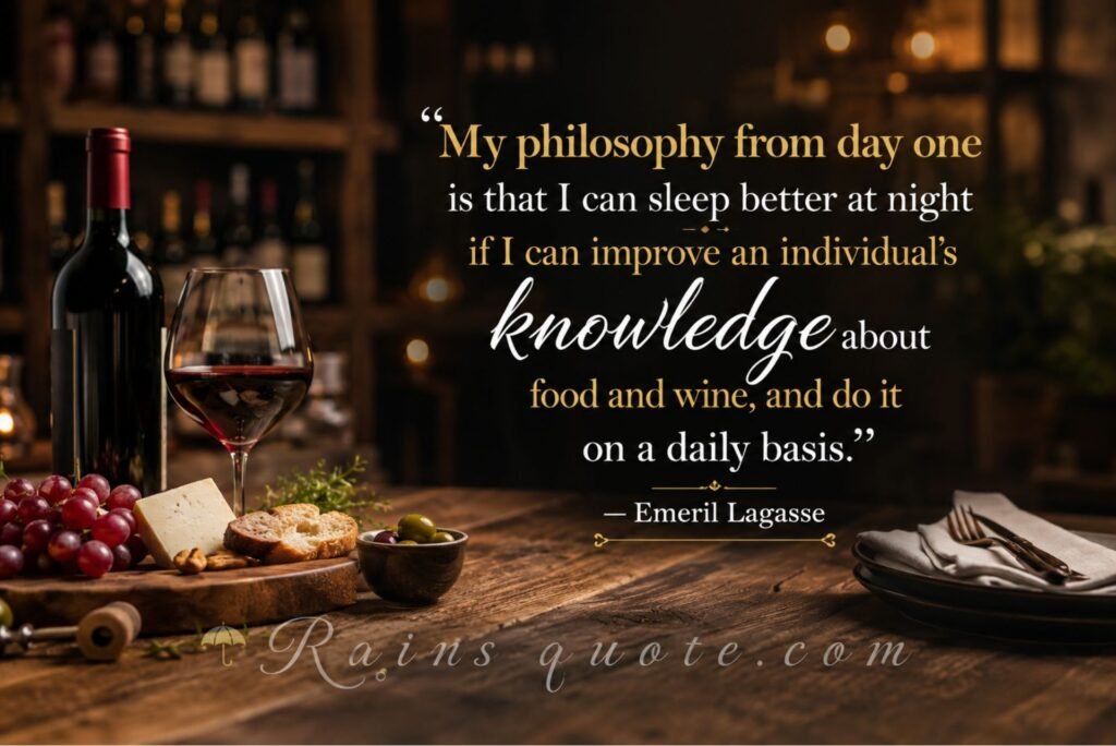 “My philosophy from day one is that I can sleep better at night if I can improve an individual's knowledge about food and wine, and do it on a daily basis.”