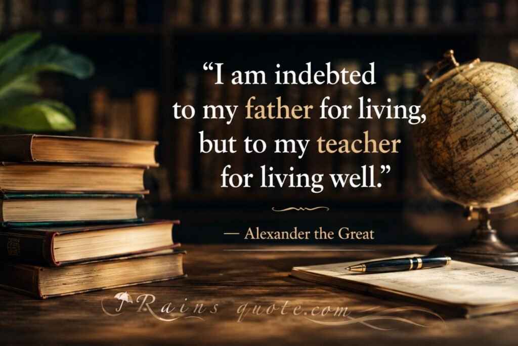 “I am indebted to my father for living, but to my teacher for living well.”