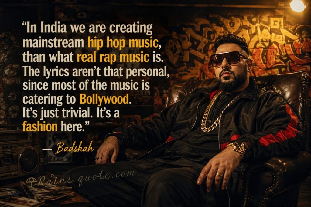 “In India we are creating mainstream hip hop music, than what real rap music is. The lyrics aren't that personal, since most of the music is catering to Bollywood. It's just trivial. It's a fashion here.”