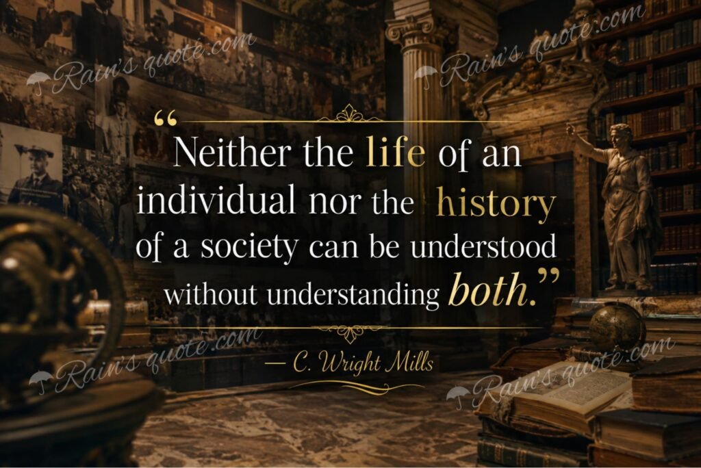 “Neither the life of an individual nor the history of a society can be understood without understanding both.”