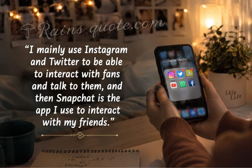 “I mainly use Instagram and Twitter to be able to interact with fans and talk to them, and then Snapchat is the app I use to interact with my friends.”