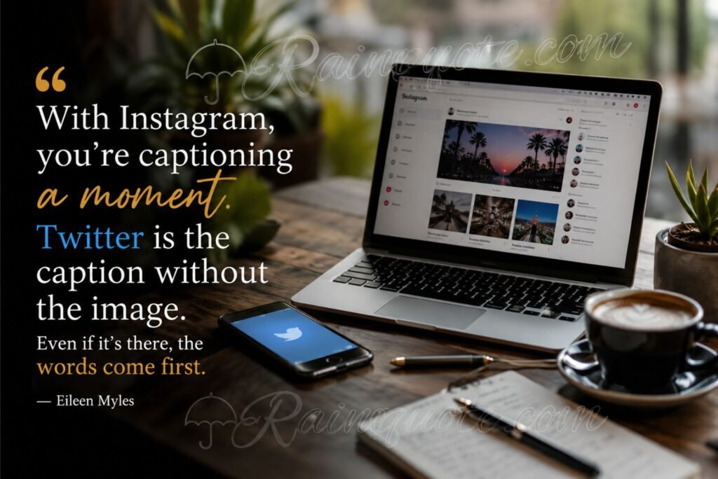 “With Instagram, you're captioning a moment. Twitter is the caption without the image. Even if it's there, the words come first.”