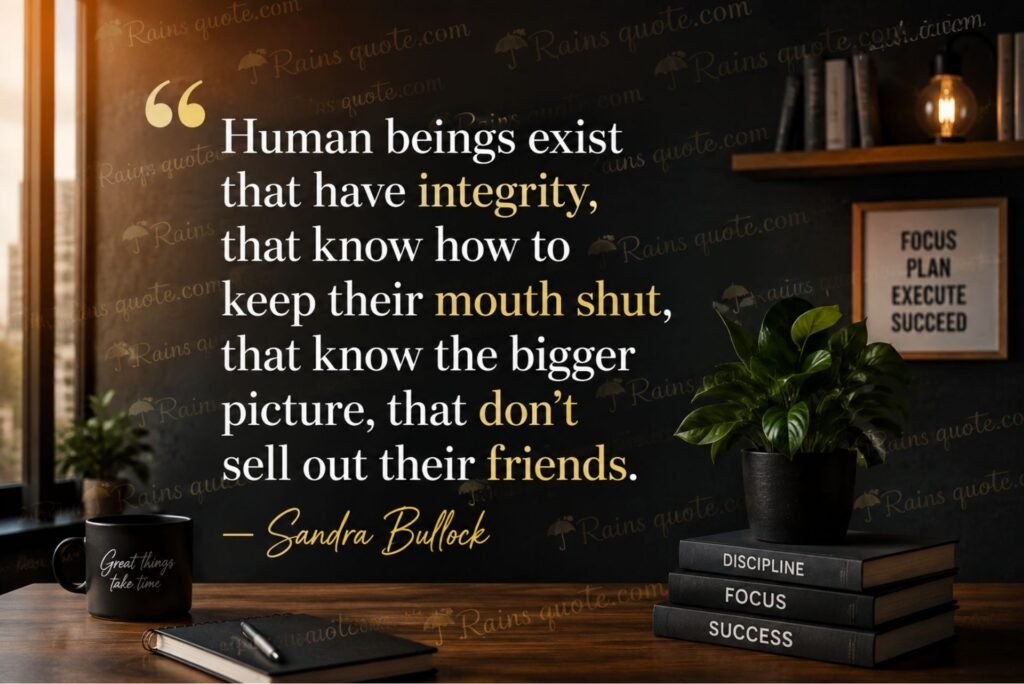 “Human beings exist that have integrity, that know how to keep their mouth shut, that know the bigger picture, that don't sell out their friends.