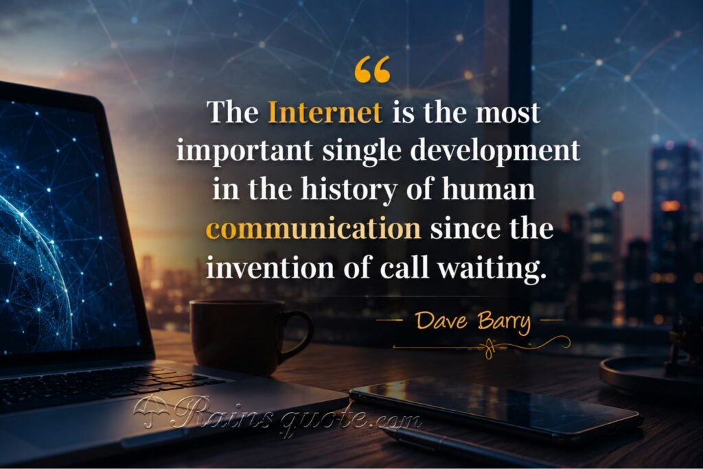 “The Internet is the most important single development in the history of human communication since the invention of call waiting.”