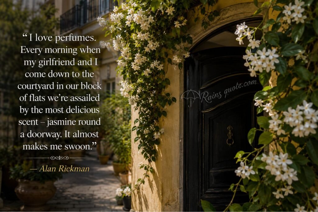 “I love perfumes. Every morning when my girlfriend and I come down to the courtyard in our block of flats we're assailed by the most delicious scent - jasmine round a doorway. It almost makes me swoon.”