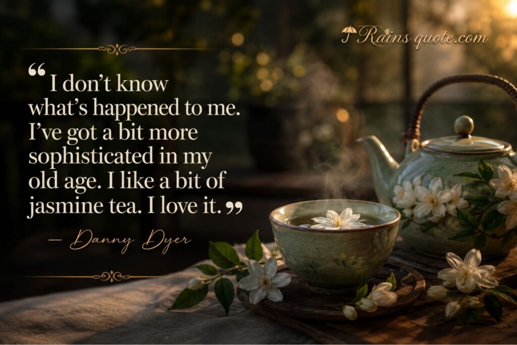  “I don't know what's happened to me. I've got a bit more sophisticated in my old age. I like a bit of jasmine tea. I love it.”