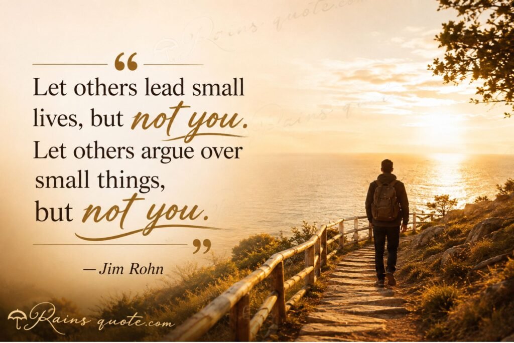 “Let others lead small lives, but not you. Let others argue over small things, but not you.”