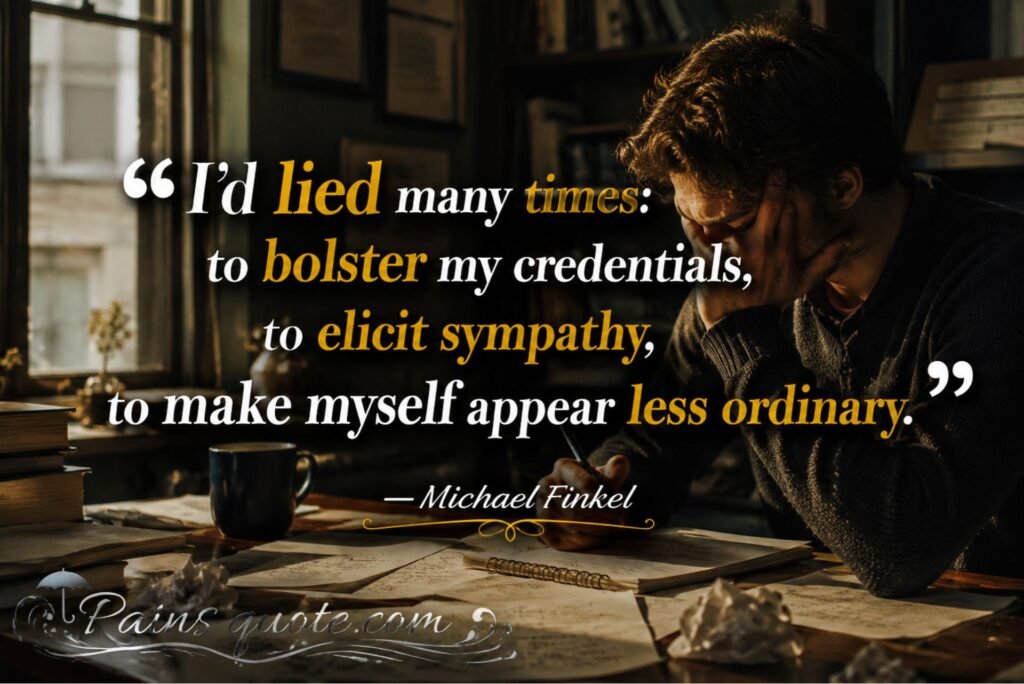 “I'd lied many times: to bolster my credentials, to elicit sympathy, to make myself appear less ordinary.”