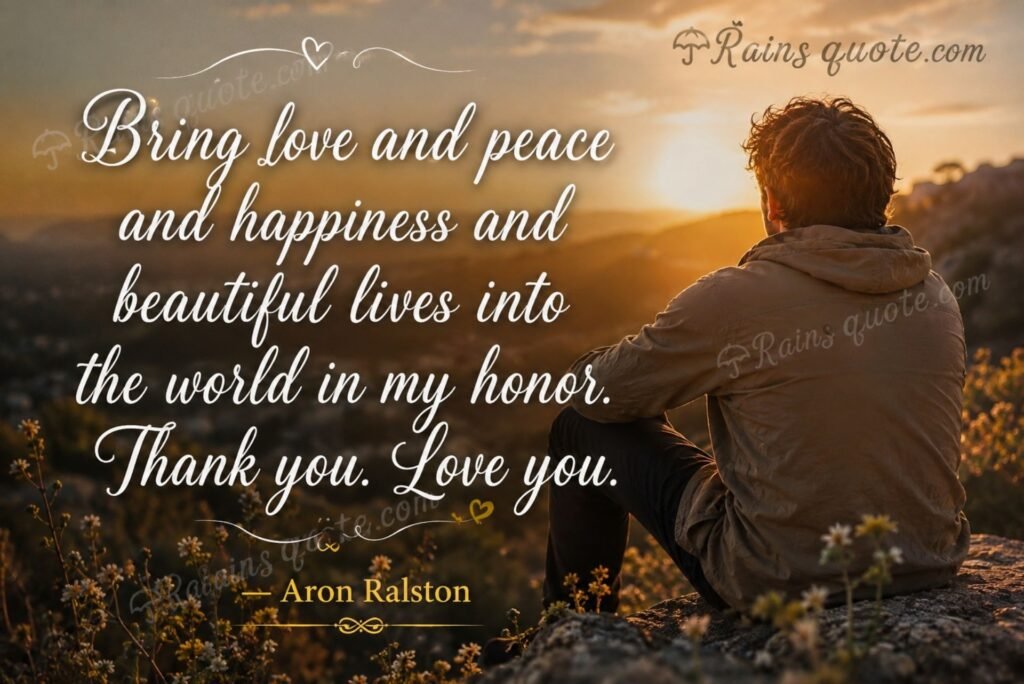 “Bring love and peace and happiness and beautiful lives into the world in my honor. Thank you. Love you.”