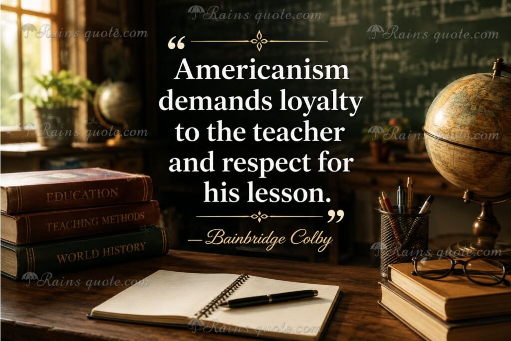  “Americanism demands loyalty to the teacher and respect for his lesson.”