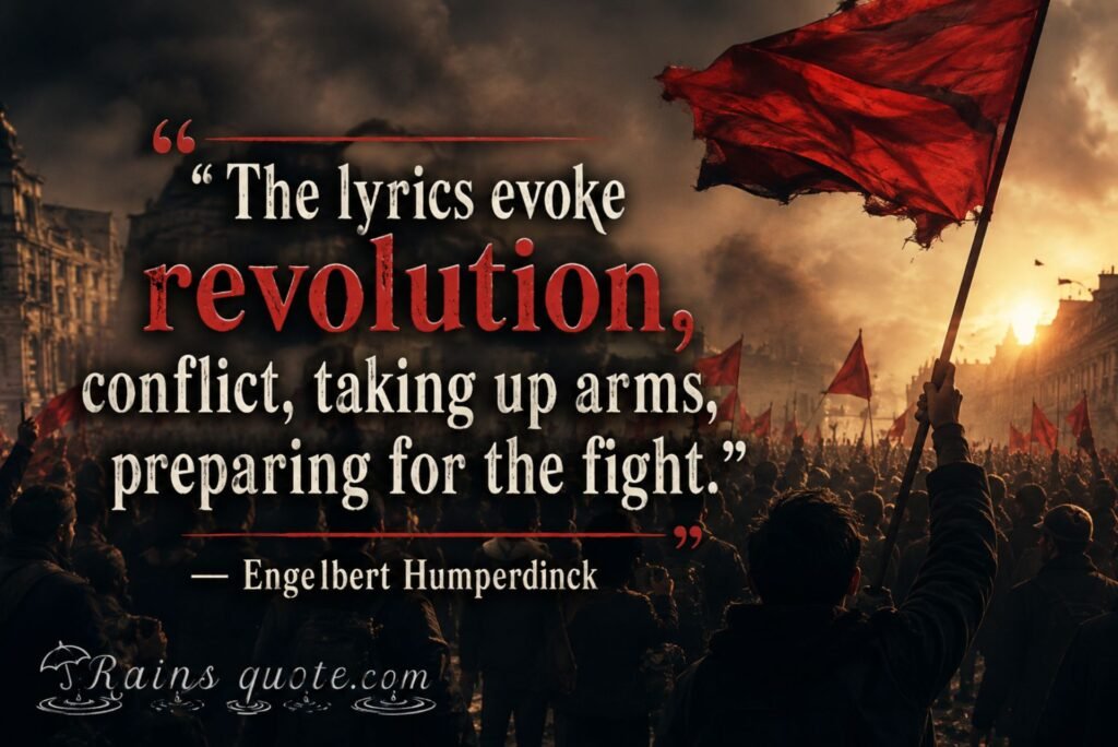 “The lyrics evoke revolution, conflict, taking up arms, preparing for the fight.” 