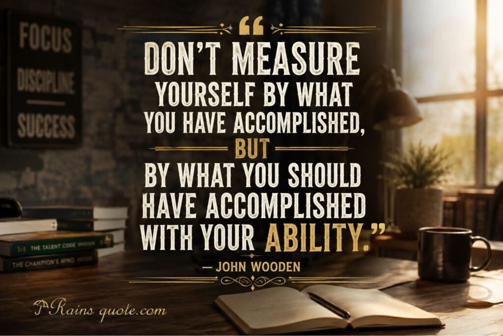 “Don't measure yourself by what you have accomplished, but by what you should have accomplished with your ability.”