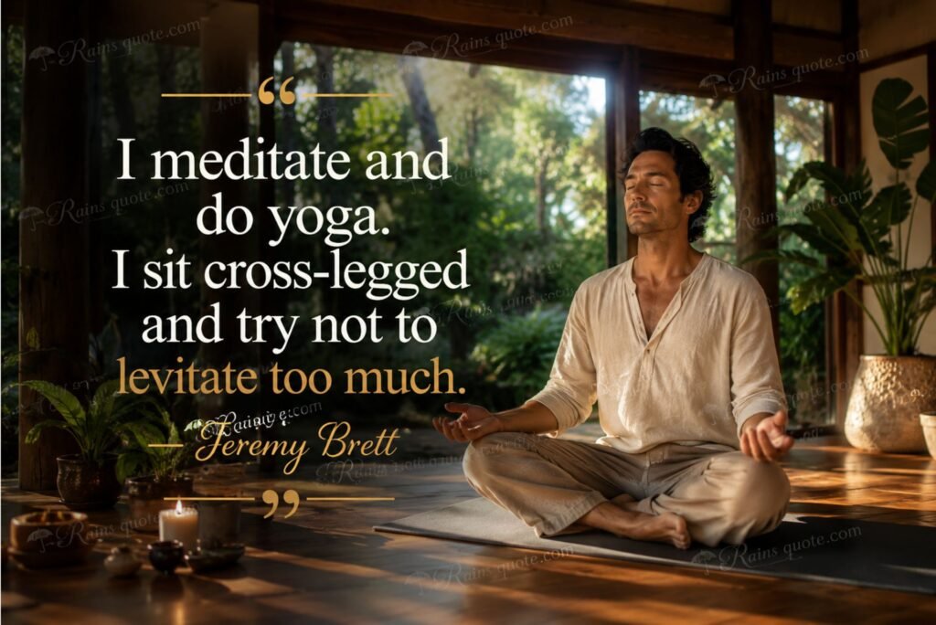 “I meditate and do yoga. I sit cross-legged and try not to levitate too much.”