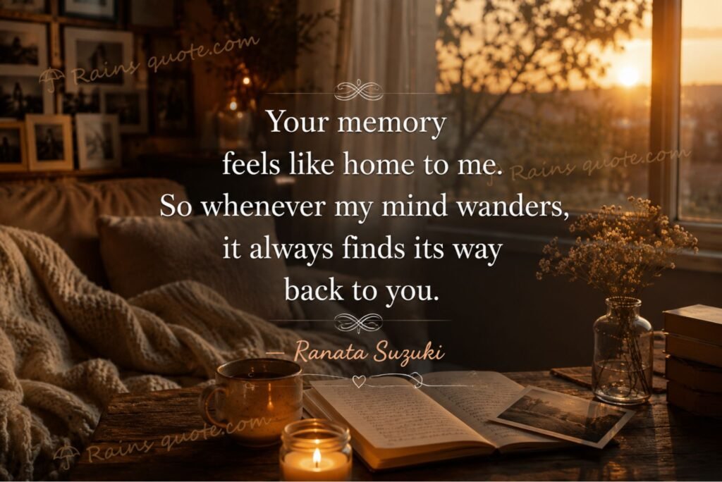 “Your memory feels like home to me. So whenever my mind wanders, it always finds its way back to you.” 