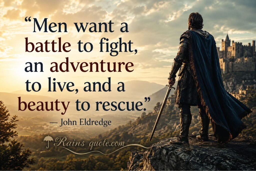 “Men want a battle to fight, an adventure to live, and a beauty to rescue.”