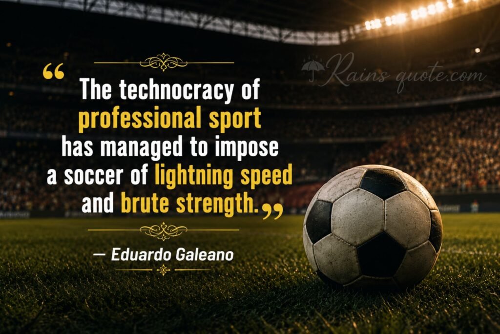 “The technocracy of professional sport has managed to impose a soccer of lightning speed and brute strength.” 
