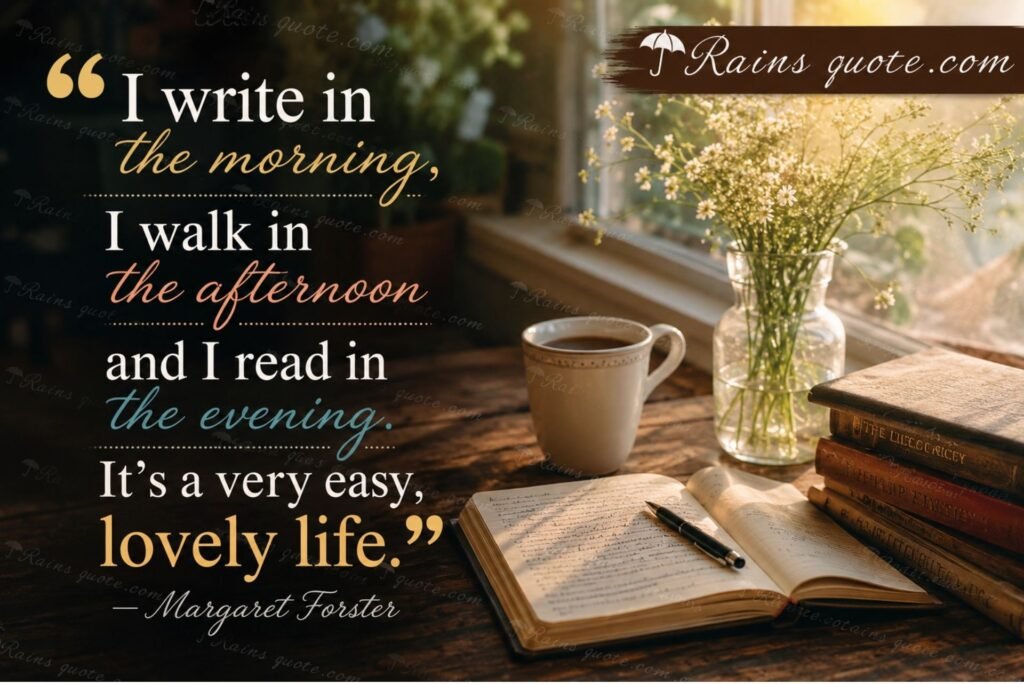 “I write in the morning, I walk in the afternoon and I read in the evening. It's a very easy, lovely life.”